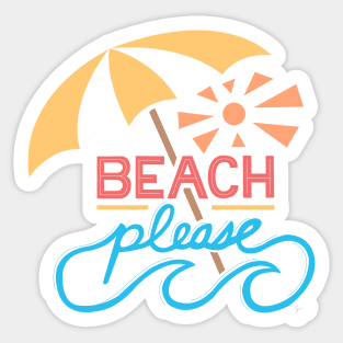 Beach Please Hand Lettering Sticker